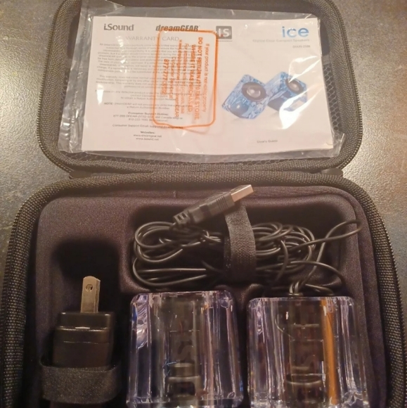 ICE CRYSTAL Clear Compact Mini Blue LED Mood Lighting cube speakers 4546 - Picture 3 of 4